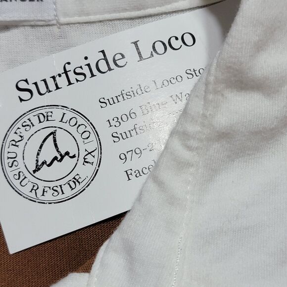 Surfside Loco LS Crop Polo Brown & White Stripes "Shadillac Bait Co" - Medium - Picture 6 of 6